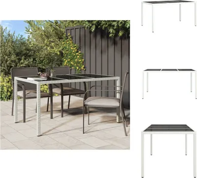Produktbild von vidaXL Gartentisch 150x90x75 cm Gehärtetes Glas Poly Rattan Weiß -  Gartentische
