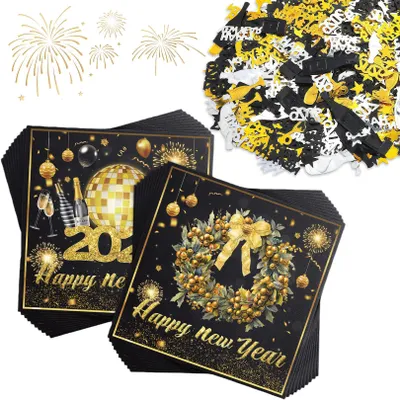 Serviette Happy New Year, 1 Stück, 25,2 x 17,9 cm
