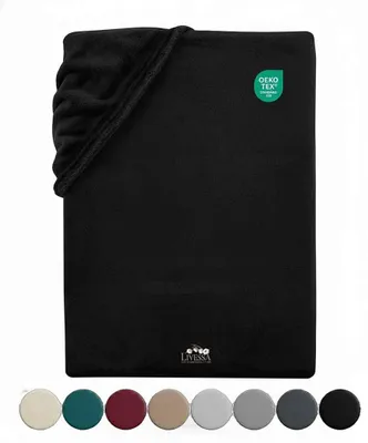 Produktbild von Livessa Spannbettlaken 140x200 cm Cashmere Touch – Kuschelig Warmes Bettlaken & Spannbetttuch, Rundumgummizug, Schwarz