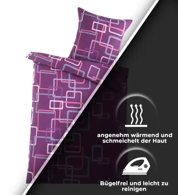 Produktbild von Warme Winter Microfaser Thermo Fleece Bettwäsche 135x200 155x220 200x200 Moderne, Größe:135 x 200 cm, Design - Motiv:Design 12
