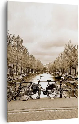 Produktbild von Bild auf Leinwand - Leinwandbild - Einteilig - Kanal Fahrräder Amsterdam Zentrum - 80x120cm - Wand Bild - Wandbilder - Leinwanddruck - Wanddekoration - Leinwand bilder - Wandbild - PA80x120-2971
