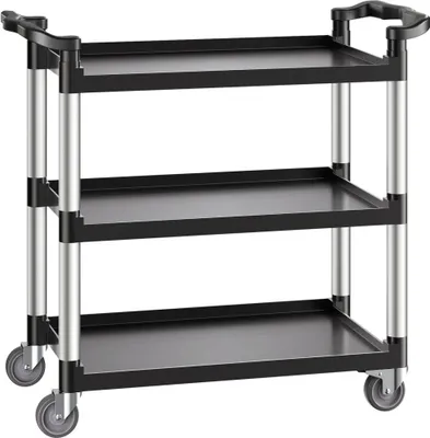 Produktbild von Mehrzweckwagen 3-stufig Servicewagen - Werkzeugwagen Rollwagen 106x49x98cm - Verstellbarer Stahl Lagerwagen