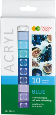 Image de Couleurs acryliques 10 couleurs x 12 ml BLEU Happy Color