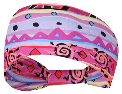 Produktbild von Breites Boho-Stirnband für Damen, dehnbar, ideal für Sport, Yoga und Workout, geknotet, Vintage-Stil, ethnisch-afrikanisches Haarband, Haaraccessoires F