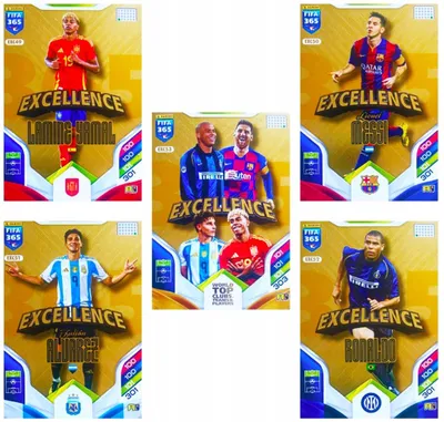 Produktbild von Set Of 5 Panini Fifa 365 2026 Excellence Cards: Yamal, Messi, Alvarez, Ronaldo