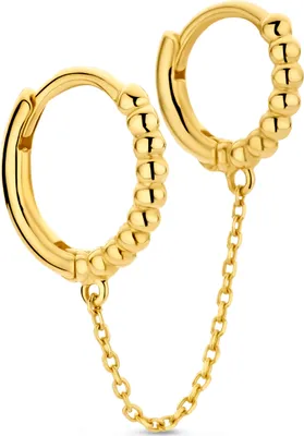 Produktbild von New Bling 9NBG-0766 Gold-Ohrringe mit Kette - Earparty - Ohrringe - 9+11mm - 22mm Länge Kette - 14 Karat - Gold