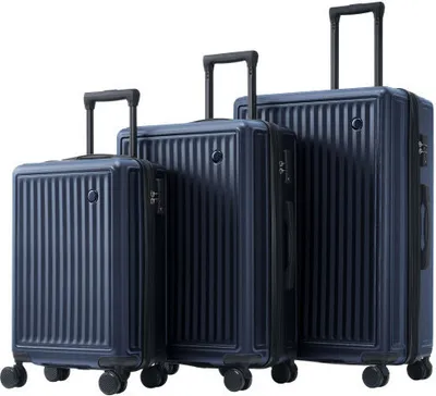 Obrázek produktu pro Sada kufrů AIORBER, sada M-L-XL, síťované kapsy, výškově nastavitelná teleskopická rukojeť, dostatek úložného prostoru, celní zámek TSA, pro cestování, služební cesty, modrá barva