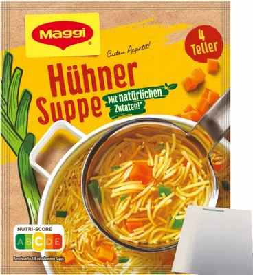 Produktbild von Maggi Guten Appetit Hühner Suppe mit Nudeln (1x60g Tüte ergibt 1x1 Liter) + usy Block