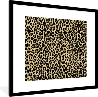 Produktbild von MuchoWow® Gerahmtes Poster Panther Druck - Muster - Tiere 40x40 cm - Poster mit Schwarzem Bilderrahmen Wandposter Rahmen Foto Bilder - Poster - Plakat im Rahmen