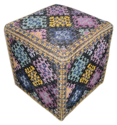 Imagen del producto de Puf de almacenaje Solitaire de algodón multicolor