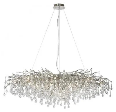Image de Lustre argenté PAUL NEUHAUS ICICLE, 400 pampilles en verre, 15×G9, IP20