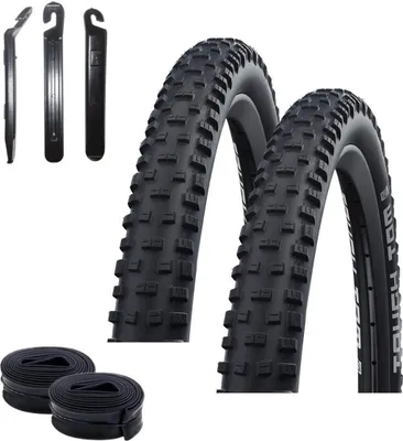 Obrázek produktu pro 2 x Schwalbe Tough Tom K-Guard jízdní kolo pneumatika Pannenschutz jízdní kolo plášť 54-559 (26 x 2,10") + 2 Schwalbe DV13 duše včetně montpák