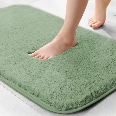 Productafbeelding van Badmat van microvezel, 2 cm dik, absorberend, lichtgroen, 40 x 60 cm