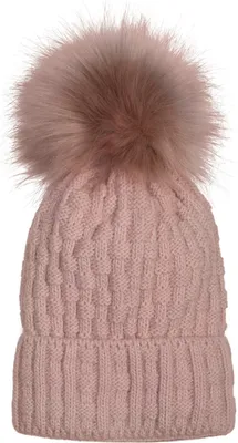 Produktbild von styleBREAKER Uni warme Strick Bommelmütze mit Flecht Muster und Fleece Futter, Winter Fellbommel Mütze 04024171
