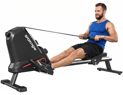 Zdjęcie produktu dla SPORTNOW Wioślarz do użytku domowego – cichy wioślarz z napędem magnetycznym, nośność do 130 kg
