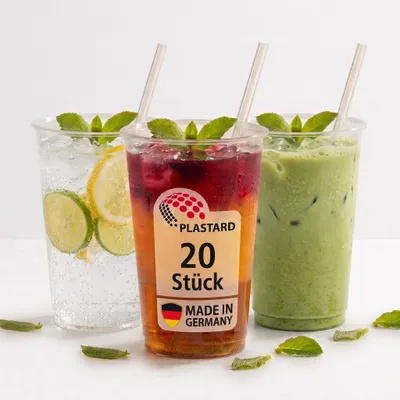 Produktbild von Plastard Trinkbecher Mehrweg 500 ml Transparent 20 Stück BPA-frei, KI-generiertes Bild