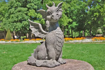 Produktbild von XXL Gartendrache sitzend Drache Figur Garten Gartenfigur 41 cm Gargoyle Dekoration
