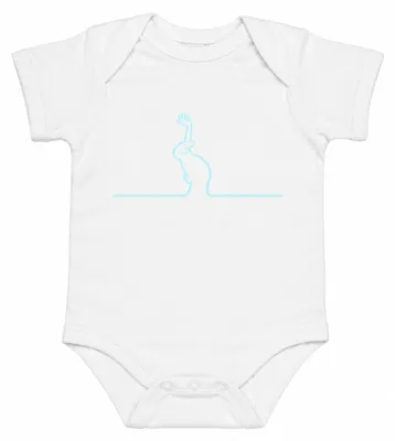 Imagen del producto de Body para bebé, color blanco, diseño "La Linea Balum Strichmännchen" de Osvaldo Cavandoli, talla 12/18 meses