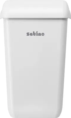 Produktbild von Satino by WEPA Abfalleimer - wahlweise frei stehend oder zur Wandmontage - aus weißem Kunststoff (43 Liter Kapazität - klein)