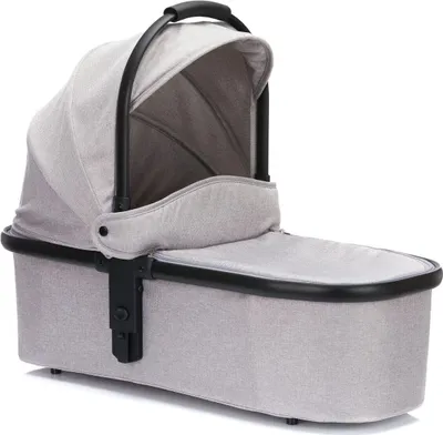 A baby bassinet for a twin stroller, shown from a side angle on a white background.