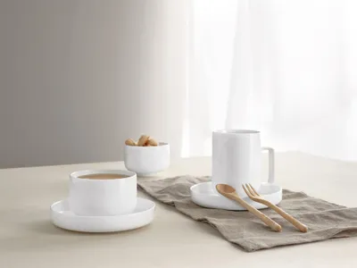 Immagine prodotto di ASA Vorteilset 4 Stück Henkelbecher, weiß 0,25l weiß sonoko 21060017 und Geschenk + Spende