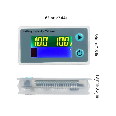 Zdjęcie produktu dla 10-100V LCD Monitor akumulatora 12V/24V/36V/48V Cyfrowy woltomierz pojemności akumulatora Procentowy miernik poziomu napięcia Przełącznik temperatury Miernik z kablem Panel wskaźnika zasilania akumulatora morskiego RV