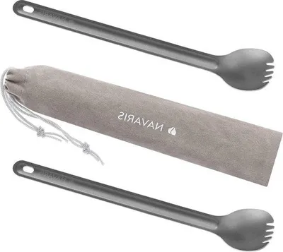Produktbild von Titan Spork Set 2tlg leicht Camping Besteck