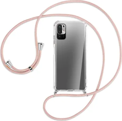 Produktbild von Handykette Backcover-Schutzhülle mit Band (Metall silberfarben) für Xiaomi Redmi Note 10 5G - roségold