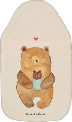 Produktbild von Mr. & Mrs. Panda Wärmflasche Bär Baby - Weiß - Geschenk, Mutter, Neffe, mit Bezug, Geburtstag, Bettflasche, Wärmekissen, Wärmflaschen, Kuschelwärmflasche, Geburt, Teddy