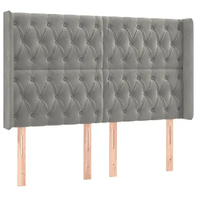 Image de vidaXL Tête de lit avec oreilles gris clair 163x16x118/128 cm velours