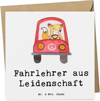 Produktbild von Mr. & Mrs. Panda Glückwunschkarte Fahrlehrer Leidenschaft - Weiß - Geschenk, doppelkarte, Beruf, anlasskarte, Spruch, faltkarte, Fahrschule, Grußkarte, Klappkarte, Lustig