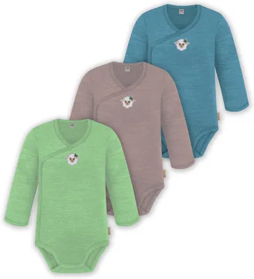 Produktbild von normani 3er Pack Baby Merino Langarm Wickelbody