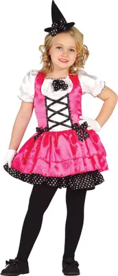 Produktbild von rosa Hexen Kleid Kostüm für Mädchen Gr. 98-134, Größe:128/134