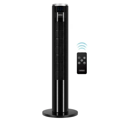 Produktbild von VonHaus 87cm Turmventilator Schwarz, Mit Fernbedienung, 7H-Timer & LED Display
