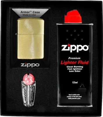 Zdjęcie produktu dla Zestaw Zippo Zapalniczka Brass Brushed Armor Heavy Prezentowy No1