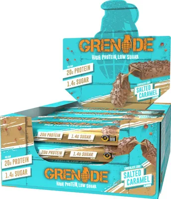 Produktbild von Grenade Protein Bar - 12 x 60 g Chocolate Chip Salted Caramel