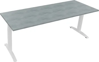 Produktbild von Schreibtisch Kufe Einzels. Quadrat B2000xT700xH650-850 ws/Beton hell