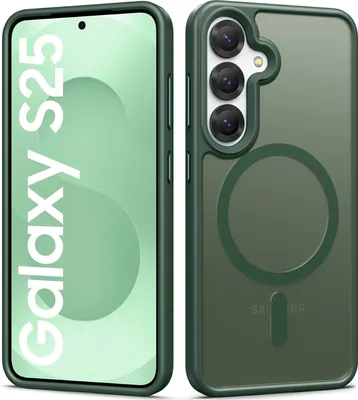 Produktbild von Magnetisch Hülle für Samsung Galaxy S25 Kompatibel mit MagSafe, Durchscheinende Matt Rückseite Stoßfest Handyhülle Grün