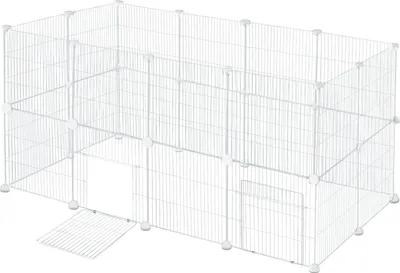 Produktbild von EUGAD Freigehege für Kleintiere DIY 72cm hoch Indoor&draußen, 142x72x72cm, Weiß