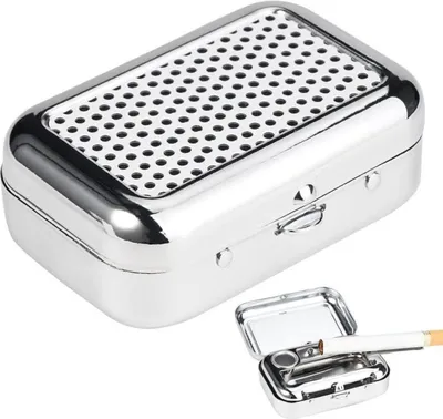 Produktbild von Mini Mobiler Aschenbecher für Draußen Reise Camping - Metall-Taschenaschenbecher