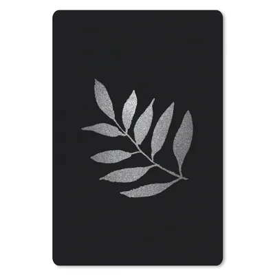 Produktbild von MuchoWow® Mauspad Mousepad Zweig mit dünnen länglichen Blättern auf schwarzem Hintergrund - schwarz und weiß 40x60 cm - Mousepads - Maus Mat - Pad - Mausunterlage - Schreibtisch Accesoire