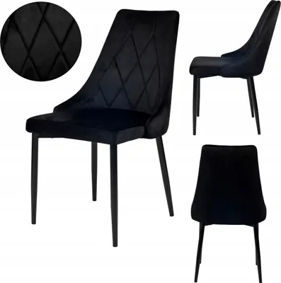 Zdjęcie produktu dla Ekspand | Krzesło glamour LR-08 - Czarne - Tapicerowane - Elegancki design - Wysoki komfort siedzenia