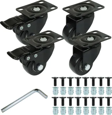 Produktbild von Möbelräder Durchmesser 40 mm, drehbar, gummiert, 4 Stück