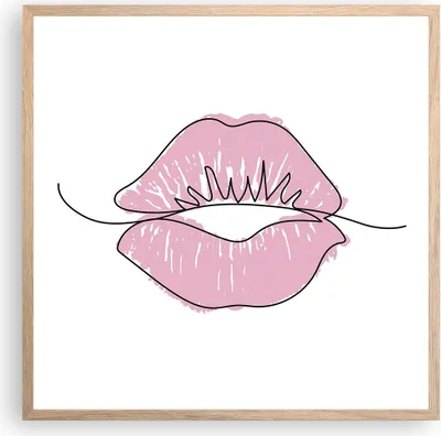 Produktbild von Gerahmtes Poster - Rahmen in heller Eiche - Mund Bild Modern - 60x60 cm - Wand Bild - Wanddeko - Wandbilder - Kunstposter - Wandposter - Bilderrahmen - Bilder - Kunstdruck - P2NAC60x60-4543