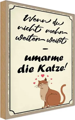 Produktbild von vianmo Holzschild 18x12 cm nicht weiter umarme die Katze Tier Haustier