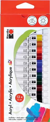 Produktbild von Marabu Acrylfarbe 12 ml 12er Set