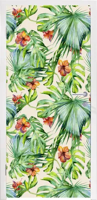 Produktbild von MuchoWow® Türtapete Selbstklebende Türfolie Blume - Blatt - Muster 90x215 cm Türposter Türaufkleber Klebefolie Türklebefolie - Plakat an der Tür - Türsticker - Aufklebern