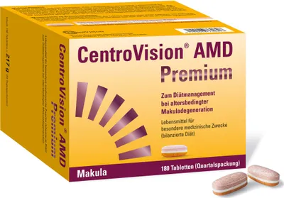 Produktbild von CentroVision AMD Premium Tabletten bei alterbedingter Makuladegeneration, 180 St. Tabletten