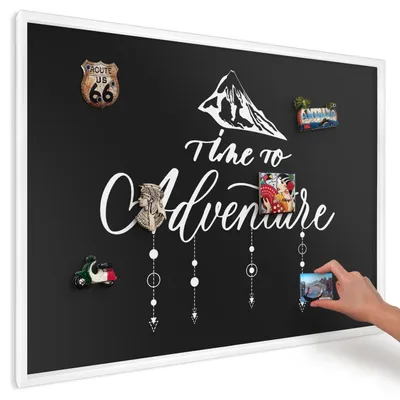 Produktbild von Magnettafel 100x70 cm mit weißem Rahmen - Magnetische Metalltafel, Magnetpinnwand zur Wandmontage für Wohnzimmer, Küche, Flur, Kinderzimmer und Büro - Ein Abenteuer erwartet dich.