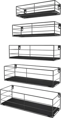 Produktbild von Wandregal Set von 5 Holzregalen mit Metall